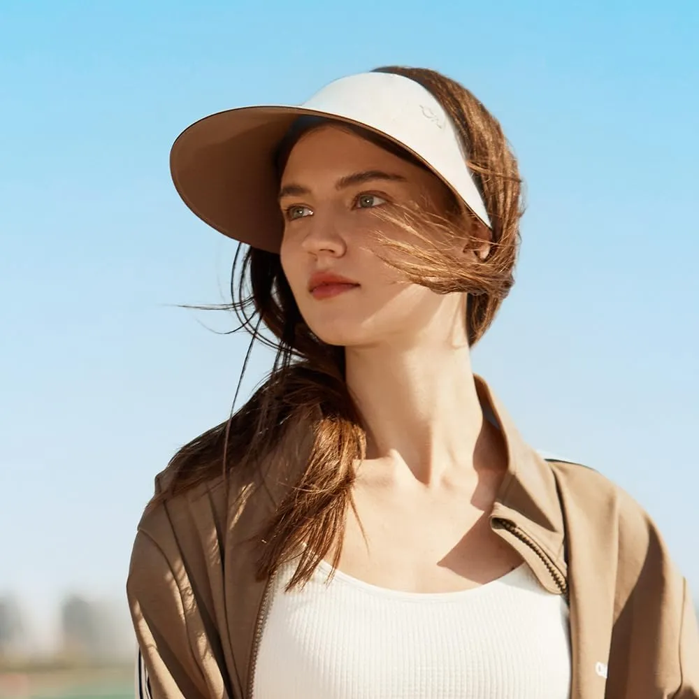 Women Wide Brim Sun Visor Hat Foldable UPF 50  Roll Up Packable Beach Cap Double Sided Wear UPF50 