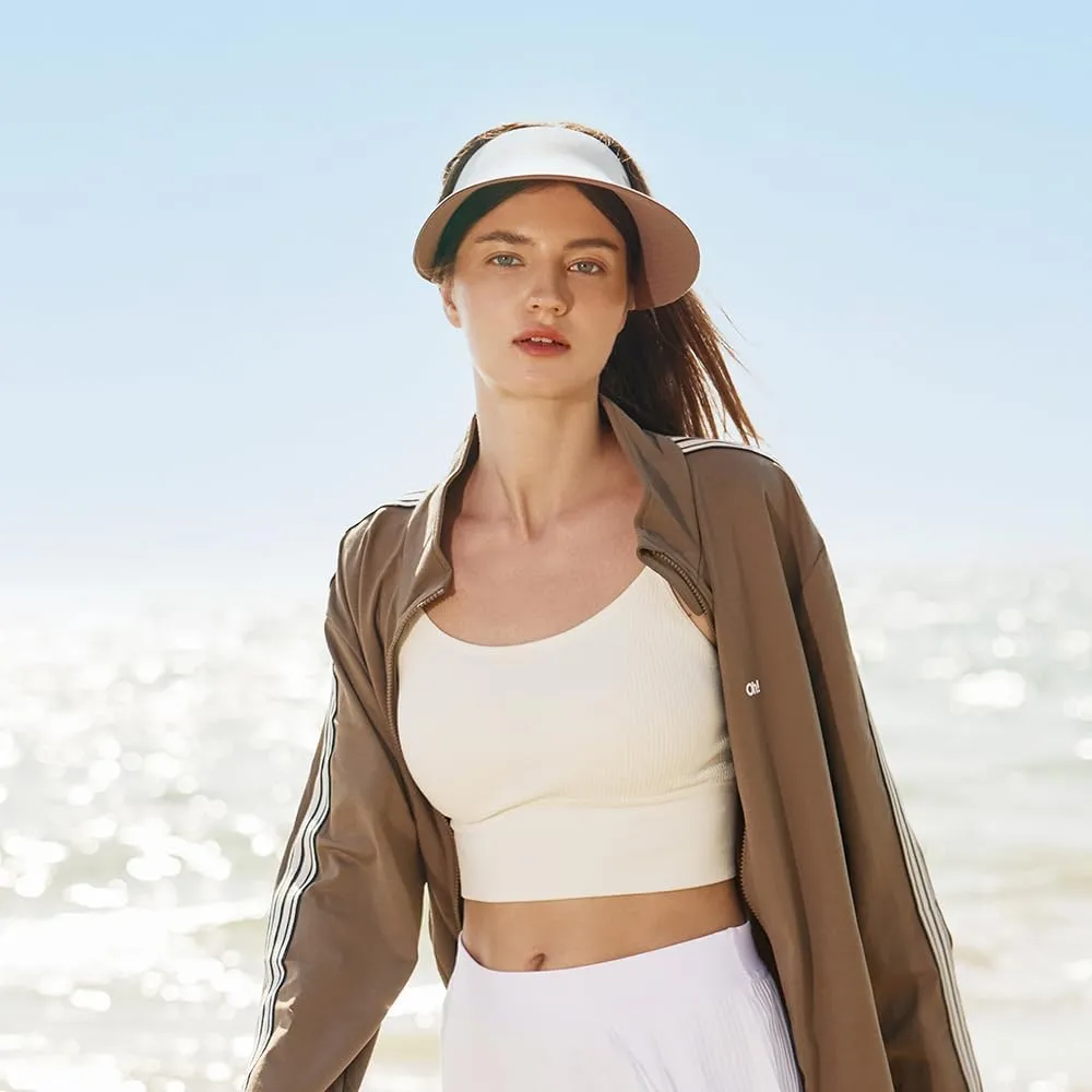 Women Wide Brim Sun Visor Hat Foldable UPF 50  Roll Up Packable Beach Cap Double Sided Wear UPF50 