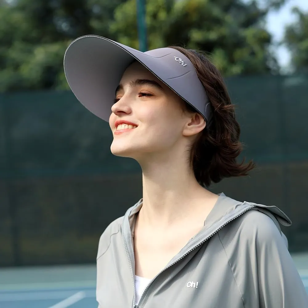 Women Wide Brim Sun Visor Hat Foldable UPF 50  Roll Up Packable Beach Cap Double Sided Wear UPF50 