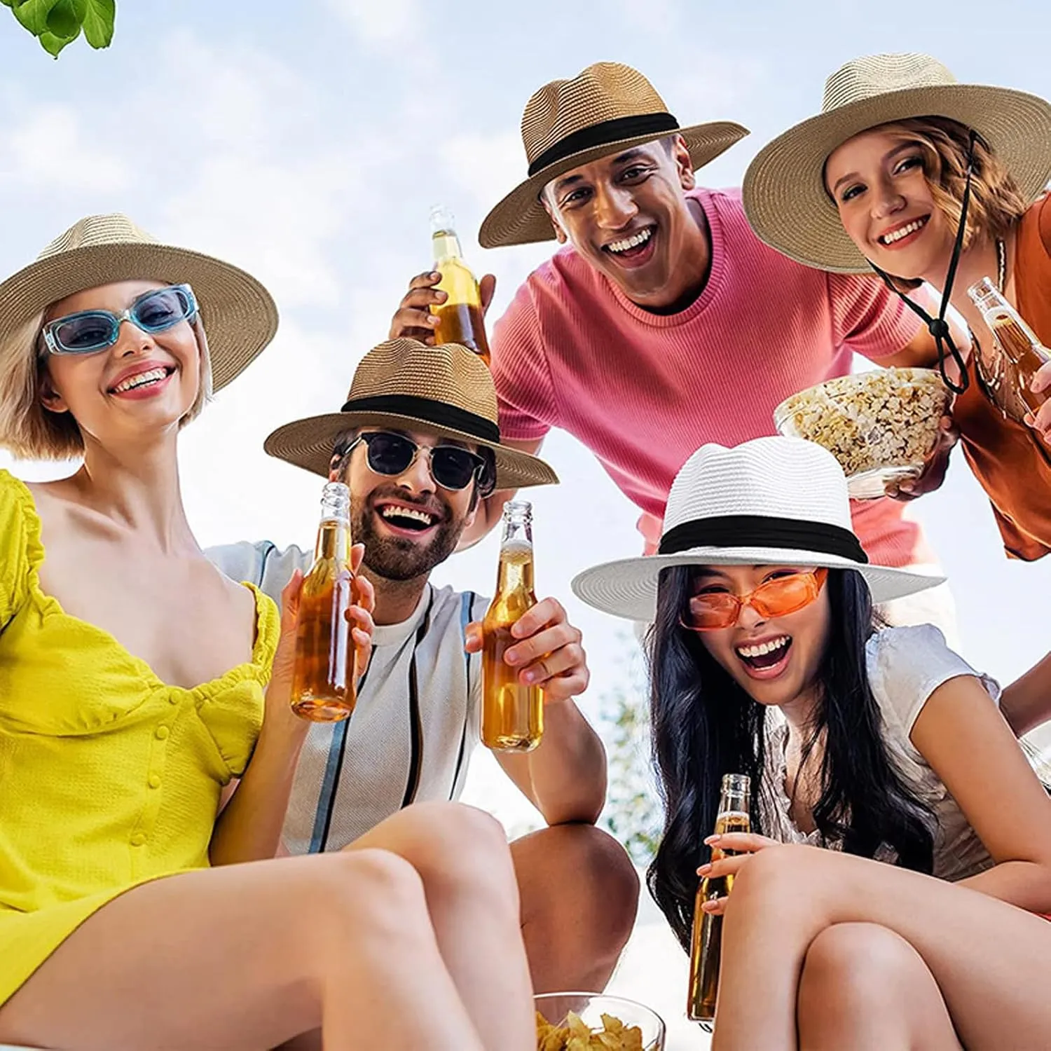 Womens Mens Wide Brim Straw Panama Hat Beach Sun Hat Summer Wide Brim Straw Roll up Hat Fisherman's UPF 50