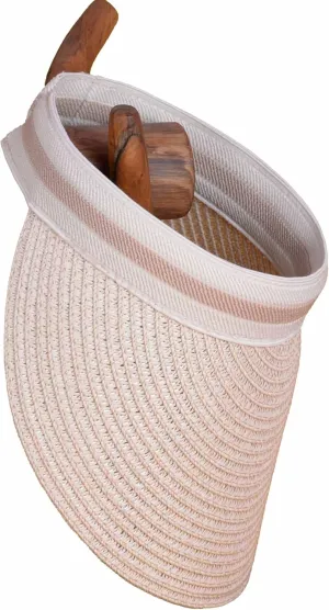 Women's Summer Straw Visor Hat – Lightweight Roll-Up Sun Hat with Wide Brim – Foldable UV Protection Beach Cap Khaki