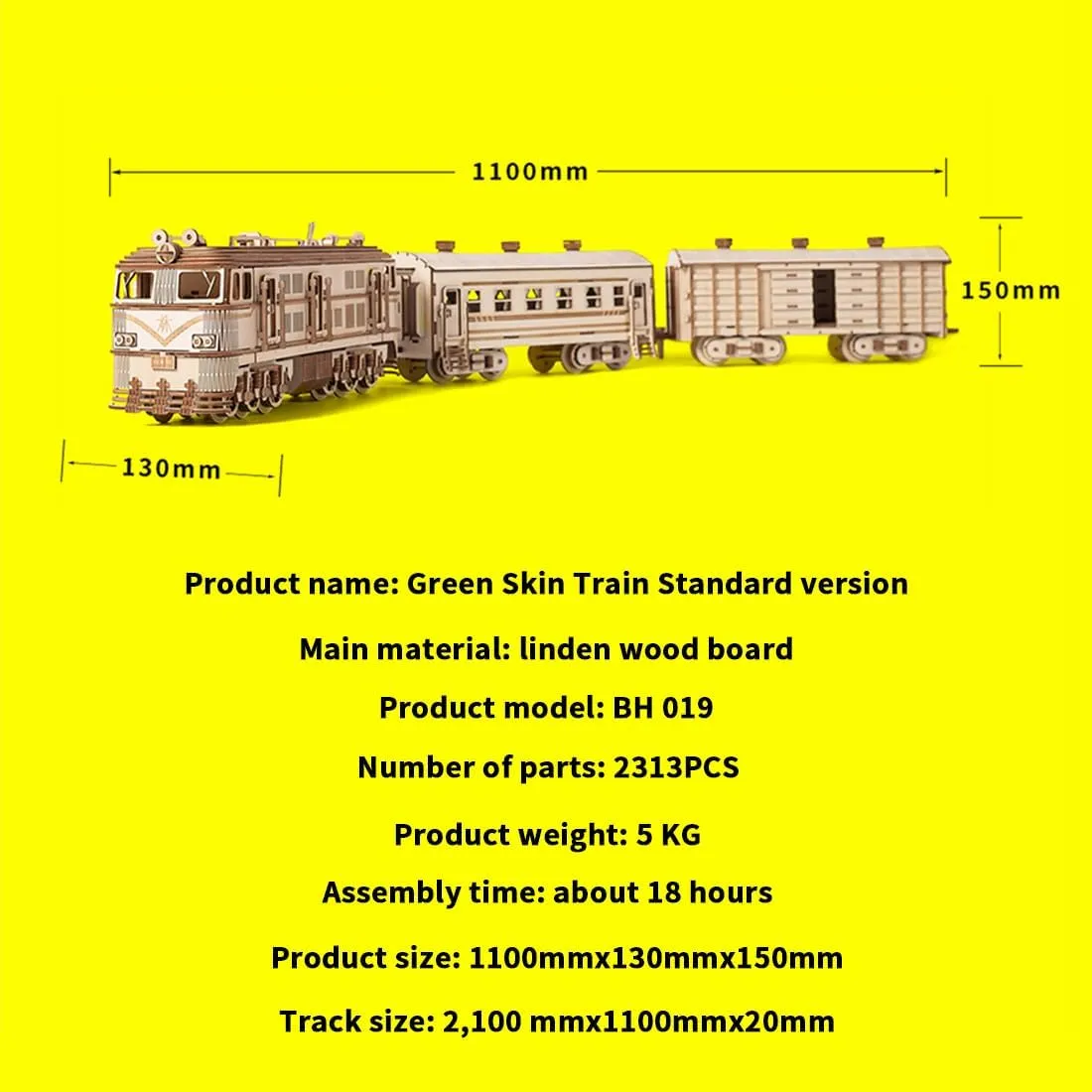 Wooden Train Set Model 3D Wooden Puzzle for Adult 1460PCS DIY Assemble Model Kit (Including Locomotive Track)