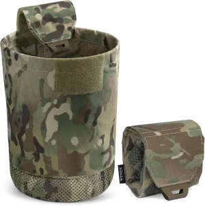 WYNEX Molle Tactical Dump Pouch, Tactical Mag Recovery Dump Pouch with Cord-Adjustable Collar Foldable Roll Up Utility Pouch Drawstring Mesh Bottom Dump Bag for Dynamic Shooting Hunting