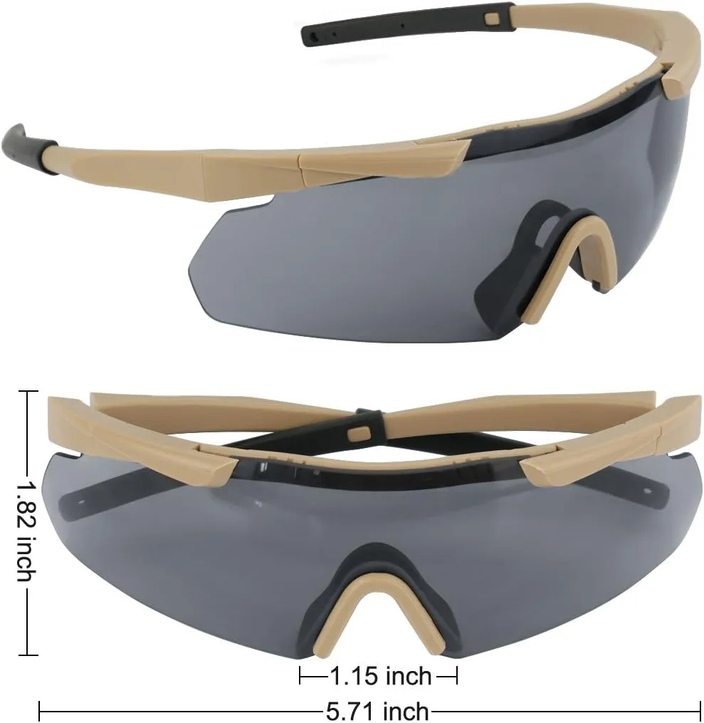 xaegistac Tactical Eyewear 3 Interchangeable Lenses Outdoor Unisex Shooting Glasses