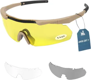 xaegistac Tactical Eyewear 3 Interchangeable Lenses Outdoor Unisex Shooting Glasses