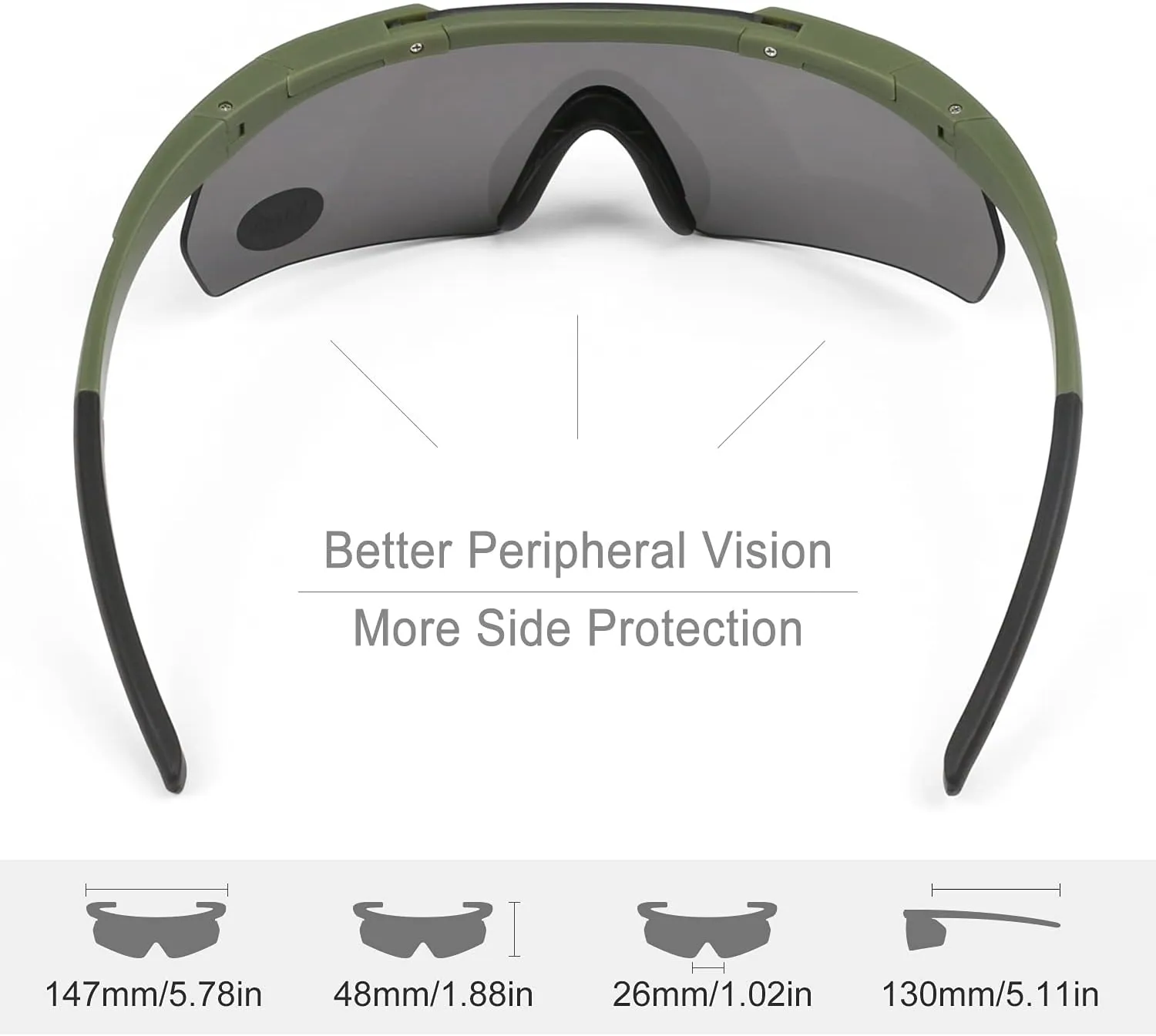 xaegistac Tactical Shooting Glasses with 3 Interchangeable Lens High Impact Eye Protection