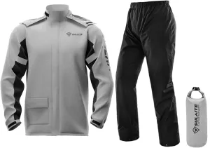 XINNI 2 Piece Motorcycle Riding Rain Gear Suit Set with Jacket and Pants for Men Waterproof Rainwear With Shoe Cover
