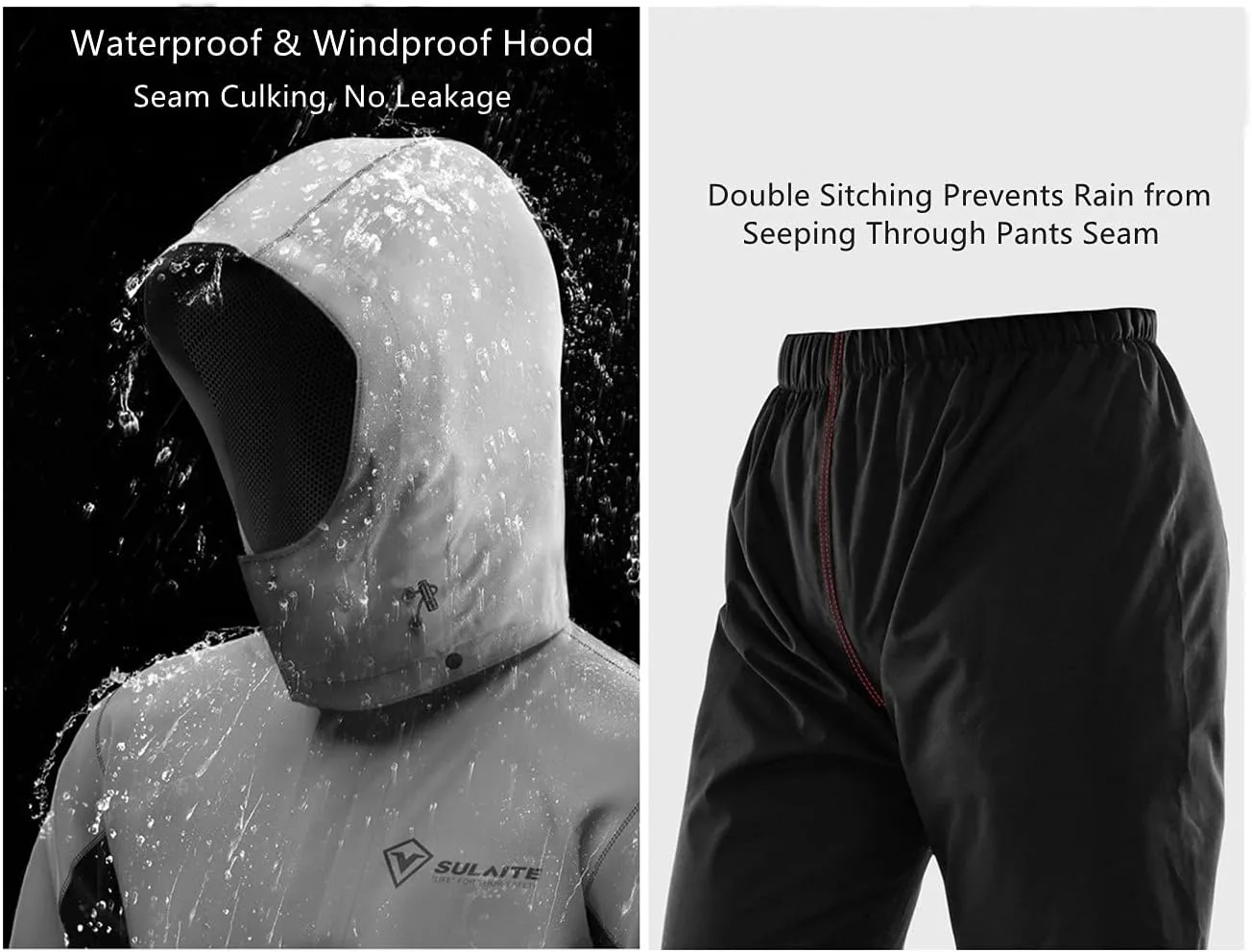 XINNI 2 Piece Motorcycle Riding Rain Gear Suit Set with Jacket and Pants for Men Waterproof Rainwear With Shoe Cover