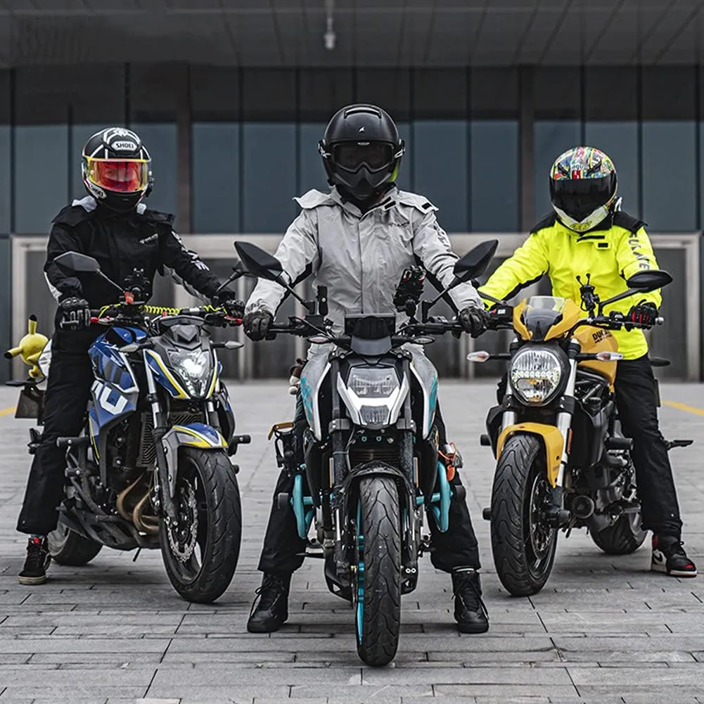XINNI 2 Piece Motorcycle Riding Rain Gear Suit Set with Jacket and Pants for Men Waterproof Rainwear With Shoe Cover
