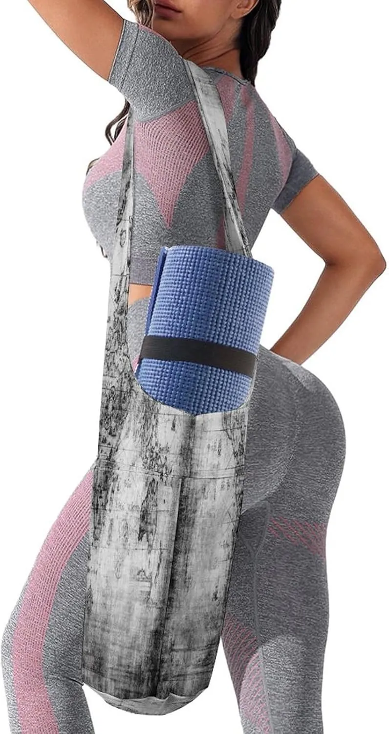 Yoga Mat Bag, Soft Canvas Storage Bag Fashion Mat Bag for Clothes Dorm Organizer with Pocket Shoulder Strap