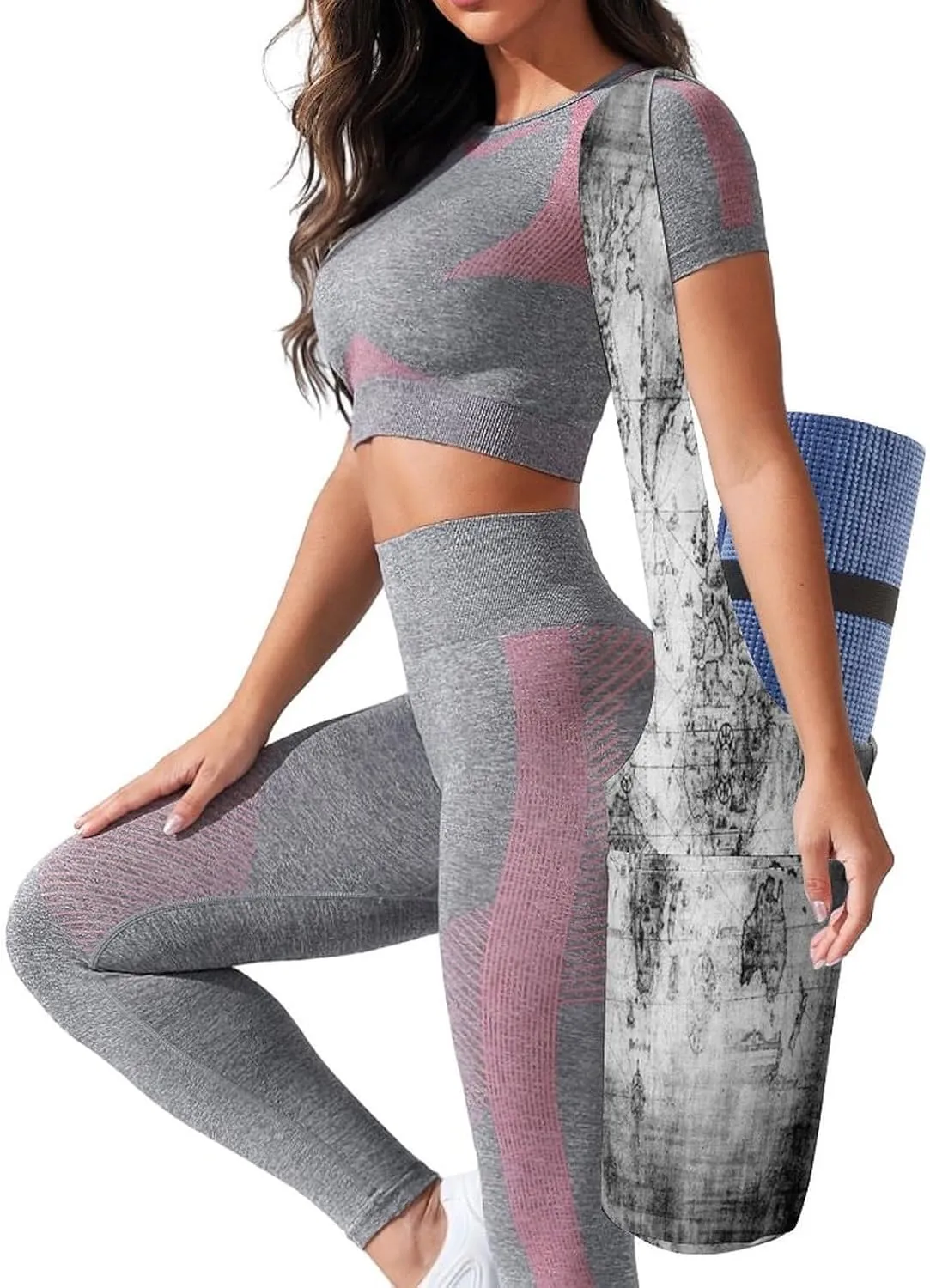 Yoga Mat Bag, Soft Canvas Storage Bag Fashion Mat Bag for Clothes Dorm Organizer with Pocket Shoulder Strap