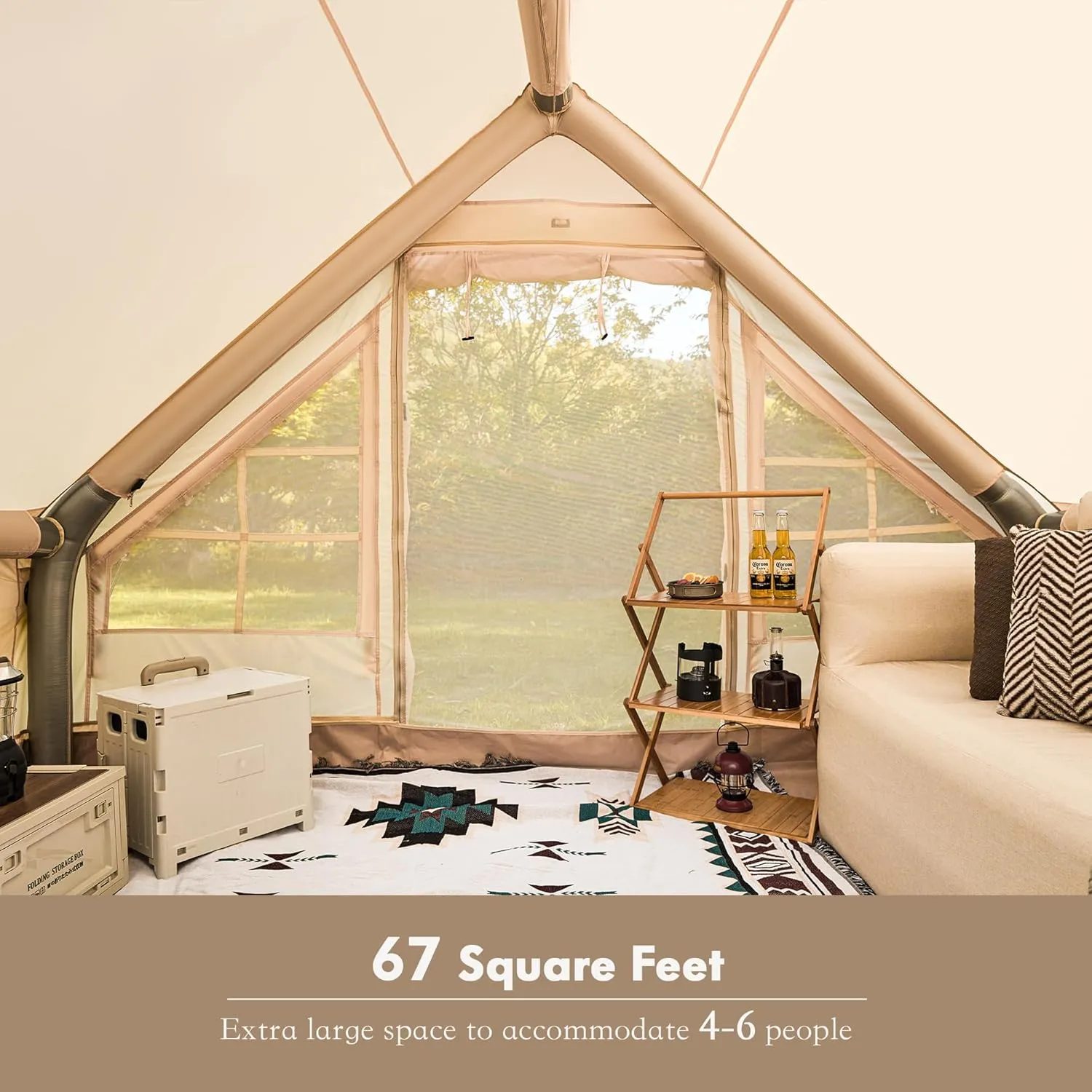 YOLENY Classic Inflatable Camping Tent for 6-12 Person, 4 Season Blow Up Tent with Mesh Windows & Pumps