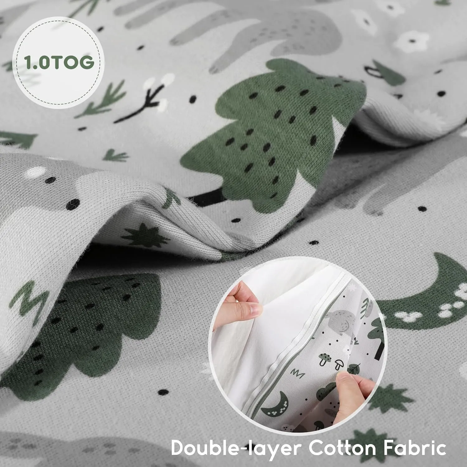 Yoofoss Baby Sleep Sack 12-18 Months TOG 1.0 Baby Wearable Blanket, 2 Pack 100% Organic Cotton Infant Toddler Sleeping Sack 2-Way Zipper Lightweight Sleep Sack