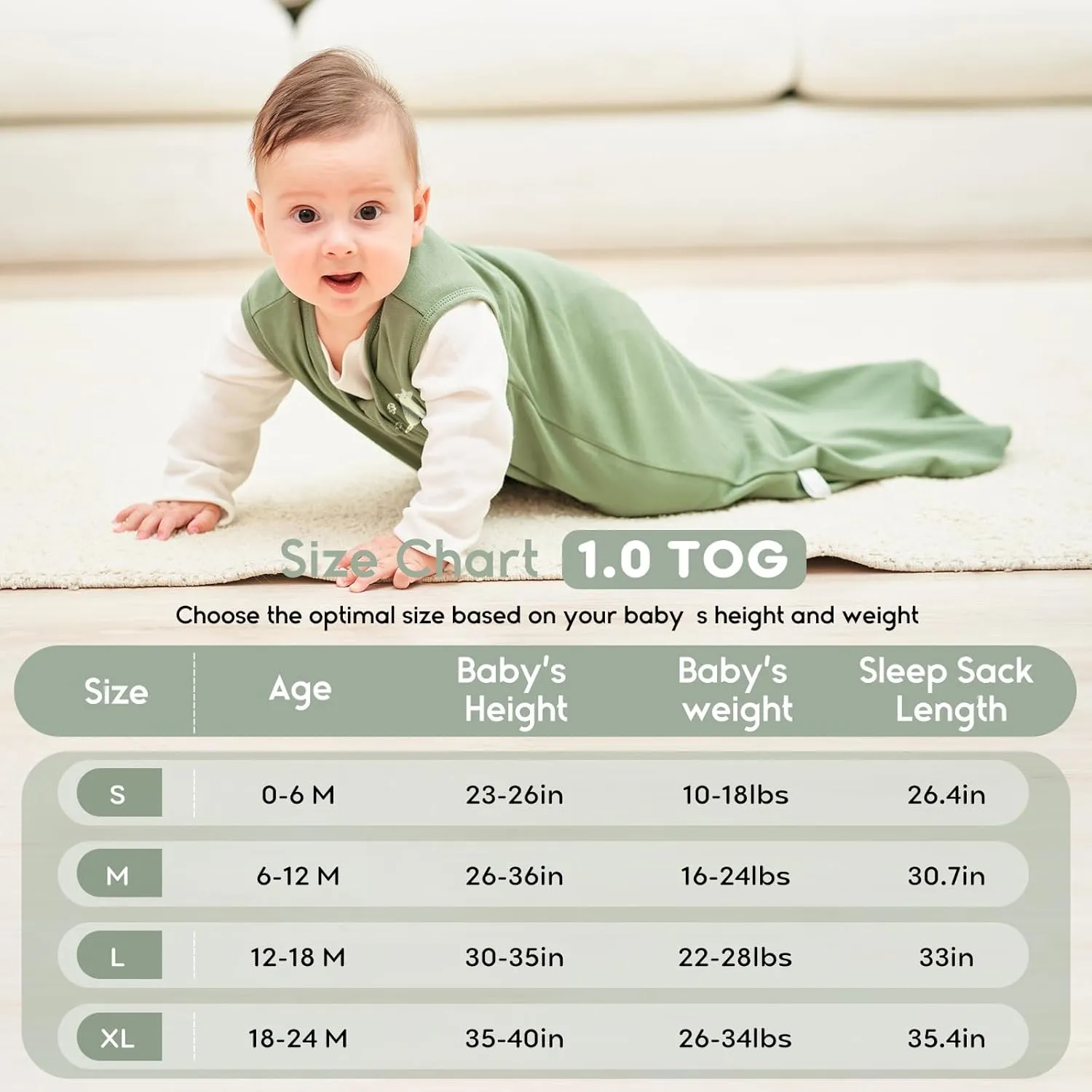 Yoofoss Baby Sleep Sack 12-18 Months TOG 1.0 Baby Wearable Blanket, 2 Pack 100% Organic Cotton Infant Toddler Sleeping Sack 2-Way Zipper Lightweight Sleep Sack