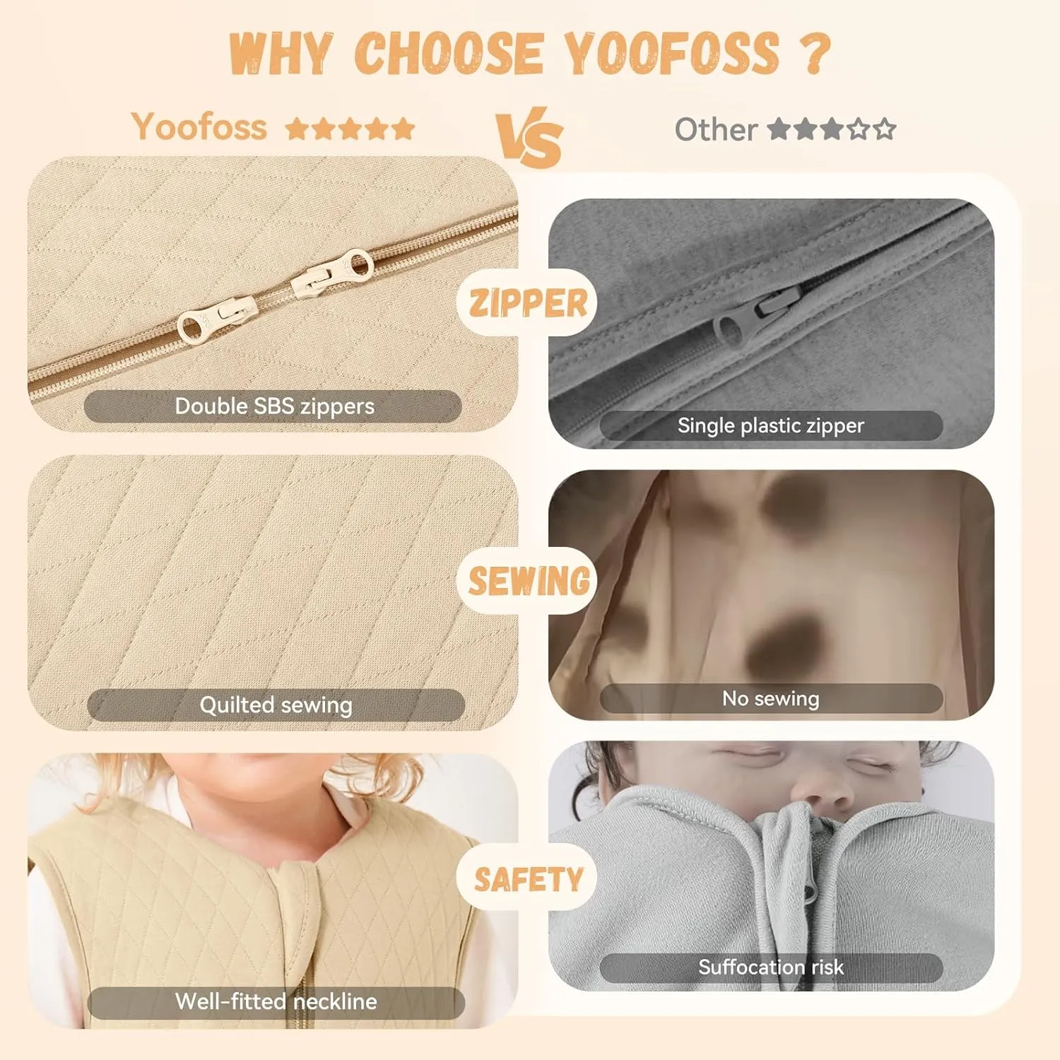 Yoofoss Baby Sleep Sack 12-18 Months TOG 2.5 Winter Baby Wearable Blanket, 100% Organic Cotton Toddler Sleeping Sack 2-Way Zipper Warm Quilted Sleep Sack
