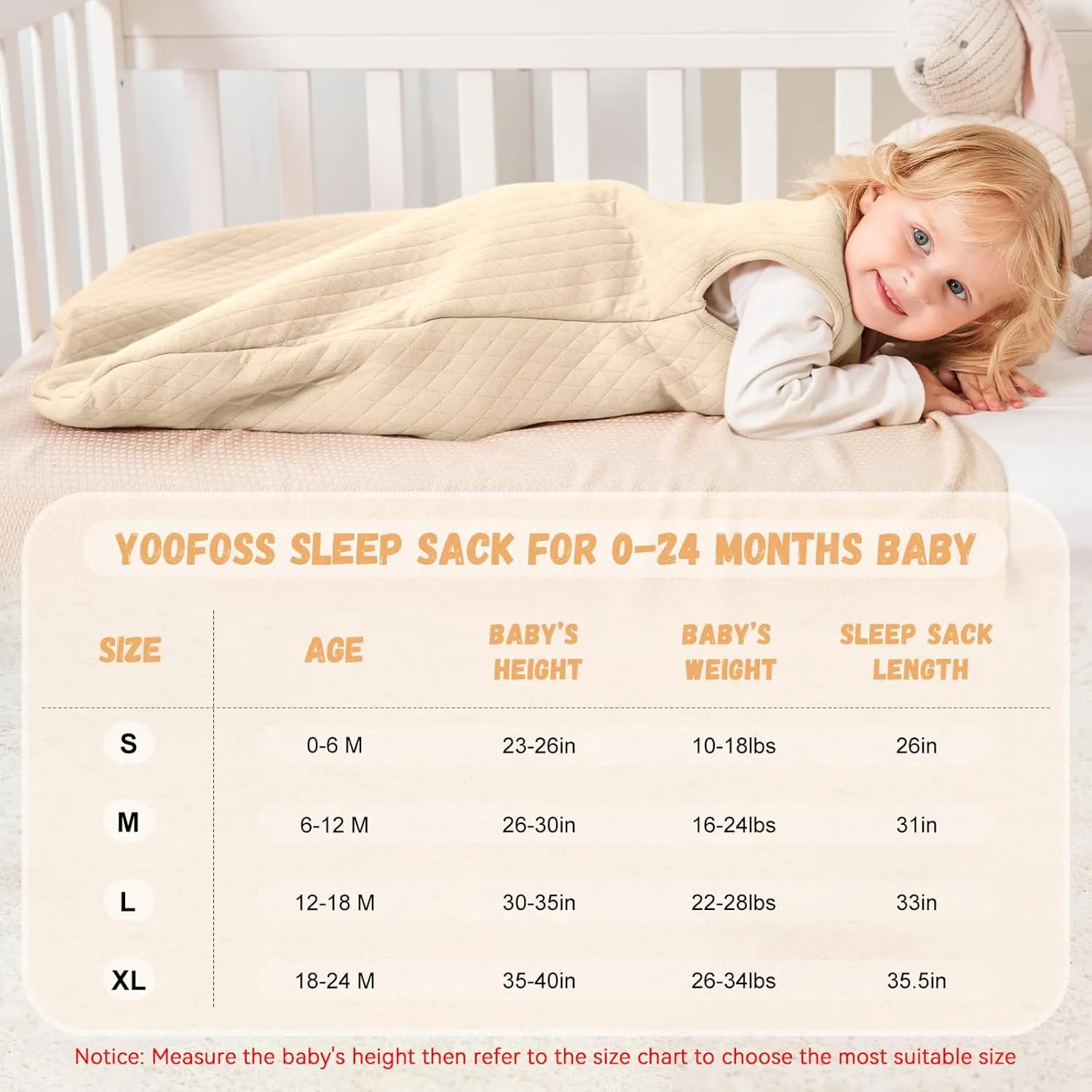 Yoofoss Baby Sleep Sack 12-18 Months TOG 2.5 Winter Baby Wearable Blanket, 100% Organic Cotton Toddler Sleeping Sack 2-Way Zipper Warm Quilted Sleep Sack