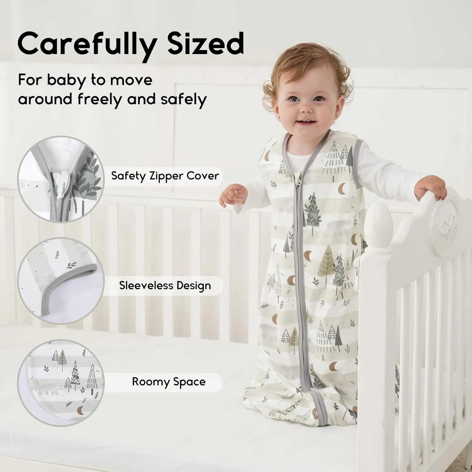 Yoofoss Baby Sleep Sack 18-24 Months 0.5 Tog Wearable Blanket for Baby, 3 Pack 100% Organic Cotton Infant Toddler Sleeping Sack 2-Way Zipper Lightweight Sleep Sack