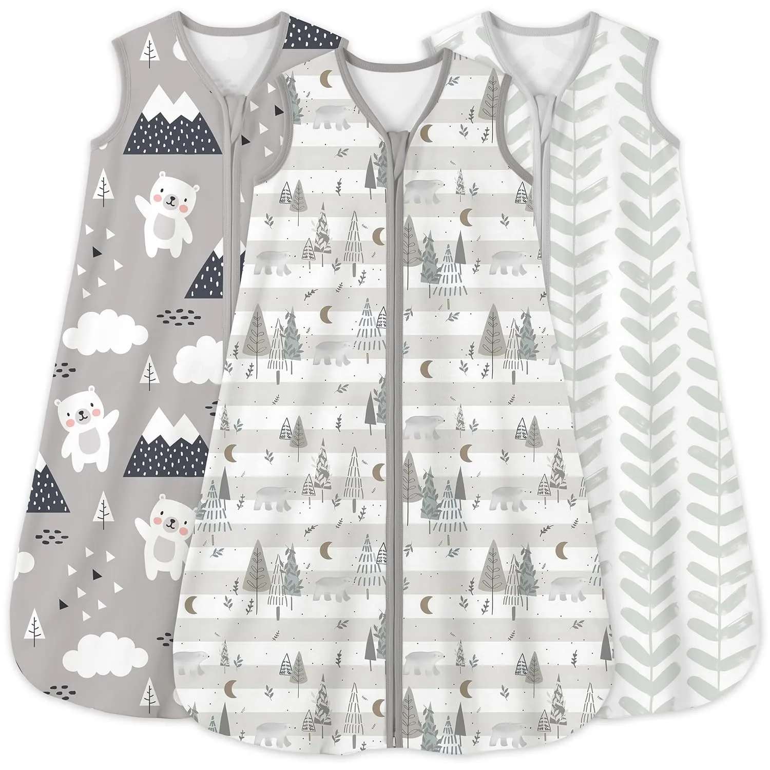Yoofoss Baby Sleep Sack 18-24 Months 0.5 Tog Wearable Blanket for Baby, 3 Pack 100% Organic Cotton Infant Toddler Sleeping Sack 2-Way Zipper Lightweight Sleep Sack