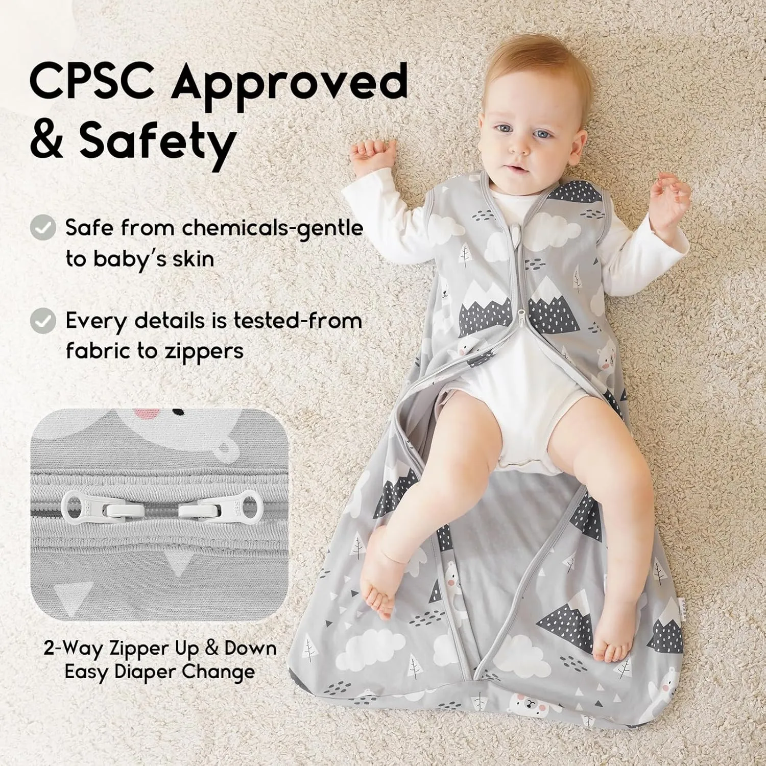 Yoofoss Baby Sleep Sack 18-24 Months 0.5 Tog Wearable Blanket for Baby, 3 Pack 100% Organic Cotton Infant Toddler Sleeping Sack 2-Way Zipper Lightweight Sleep Sack