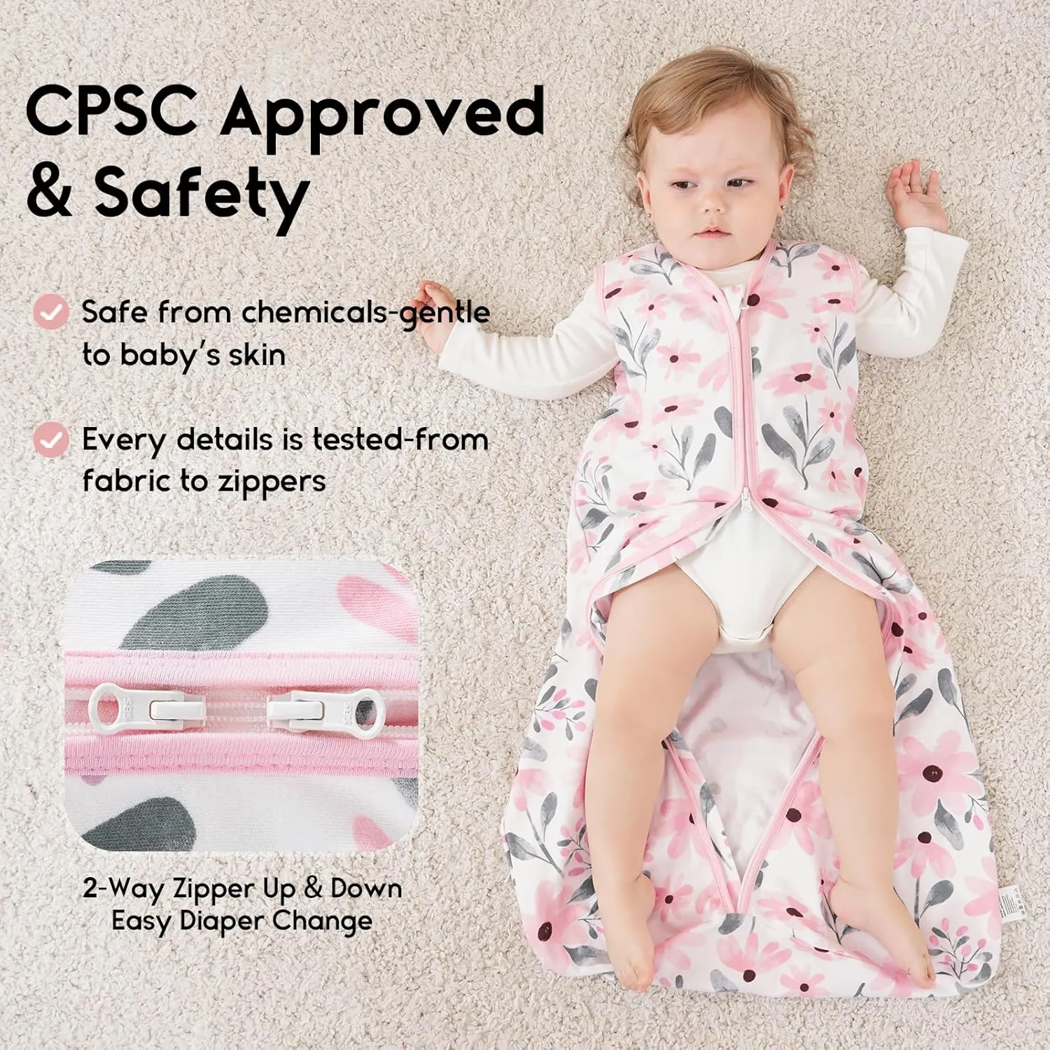 Yoofoss Baby Sleep Sack 6-12 Months 0.5 Tog Wearable Blanket for Baby, 3 Pack 100% Organic Cotton Infant Toddler Sleeping Sack 2-Way Zipper Lightweight Sleep Sack