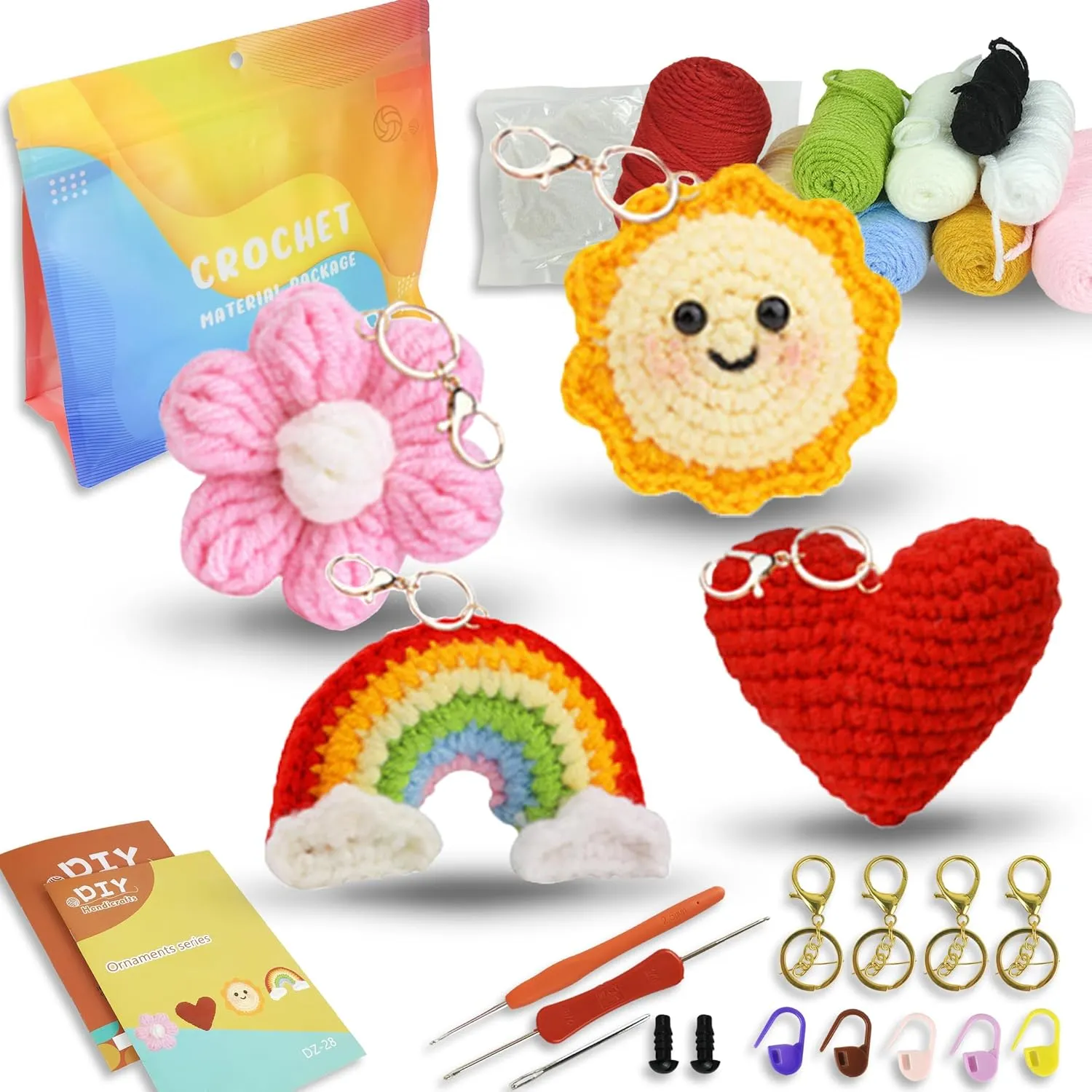 Yowamho Crochet Kit for Beginners, Crocheting Kits for Adults and Kids with Step-by-Step Video Tutorials, Craft DIY Knitting Supplies, Crochet Starter Hook Set with Accessories,The Sun A