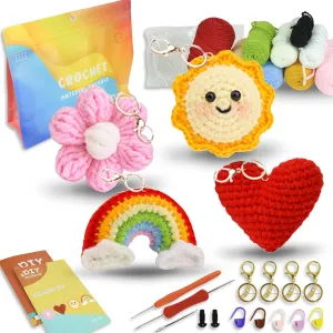 Yowamho Crochet Kit for Beginners, Crocheting Kits for Adults and Kids with Step-by-Step Video Tutorials, Craft DIY Knitting Supplies, Crochet Starter Hook Set with Accessories,The Sun A