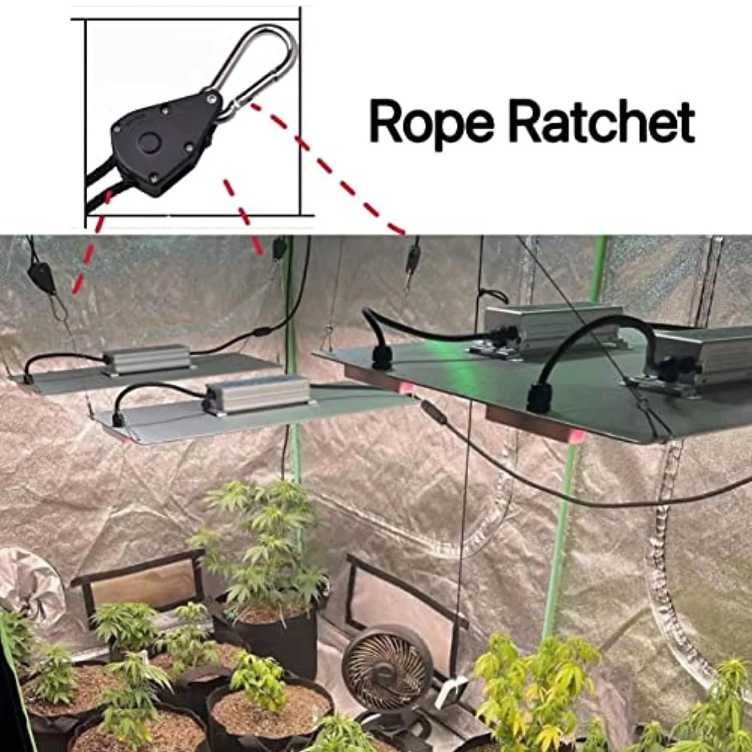 Zazzy 6 Pair of 1/8 inch Adjustable Rope Hanger Heavy Duty for Grow Light Rope Hangers Loose-Proof Design Light Fixture Hangers (12Pcs)