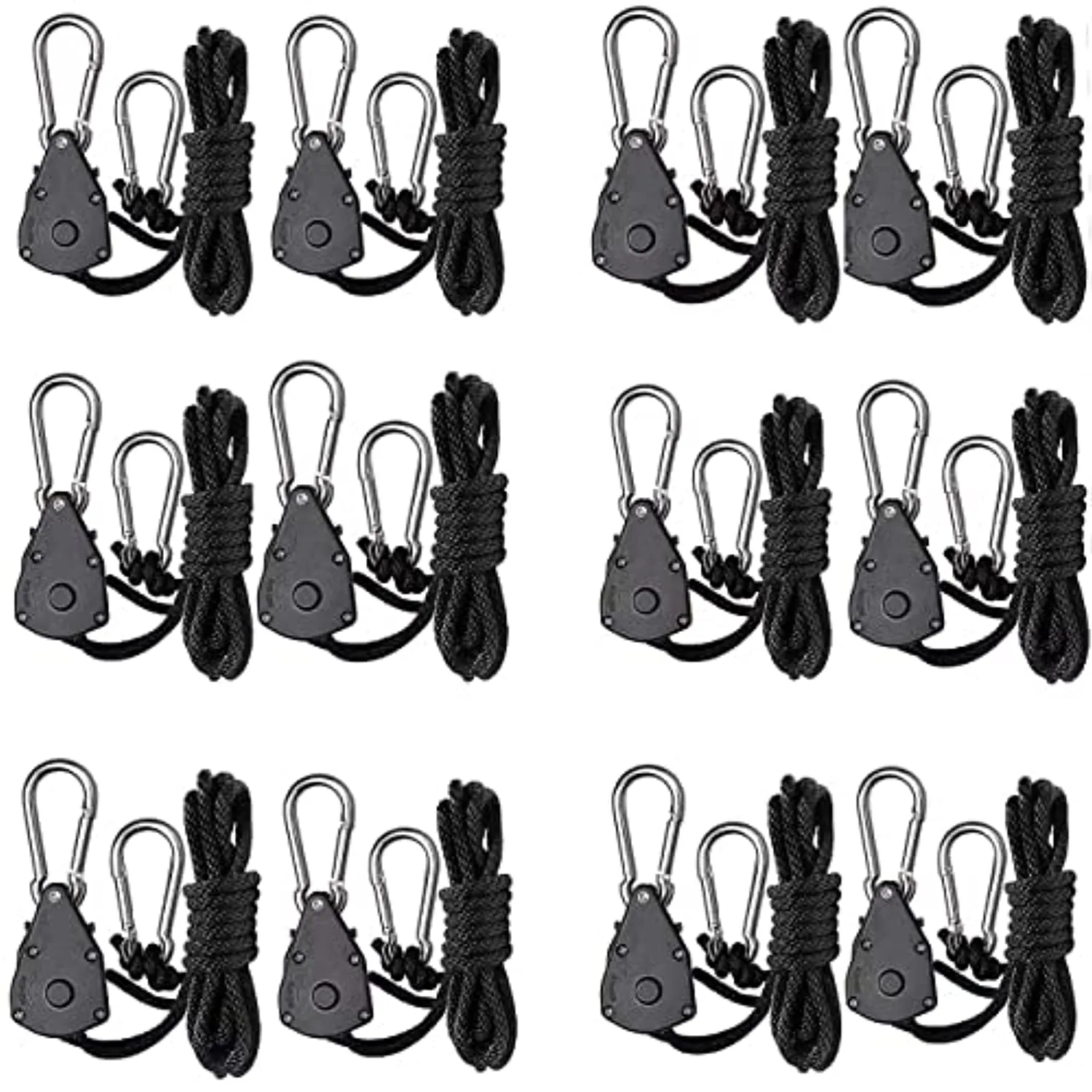 Zazzy 6 Pair of 1/8 inch Adjustable Rope Hanger Heavy Duty for Grow Light Rope Hangers Loose-Proof Design Light Fixture Hangers (12Pcs)