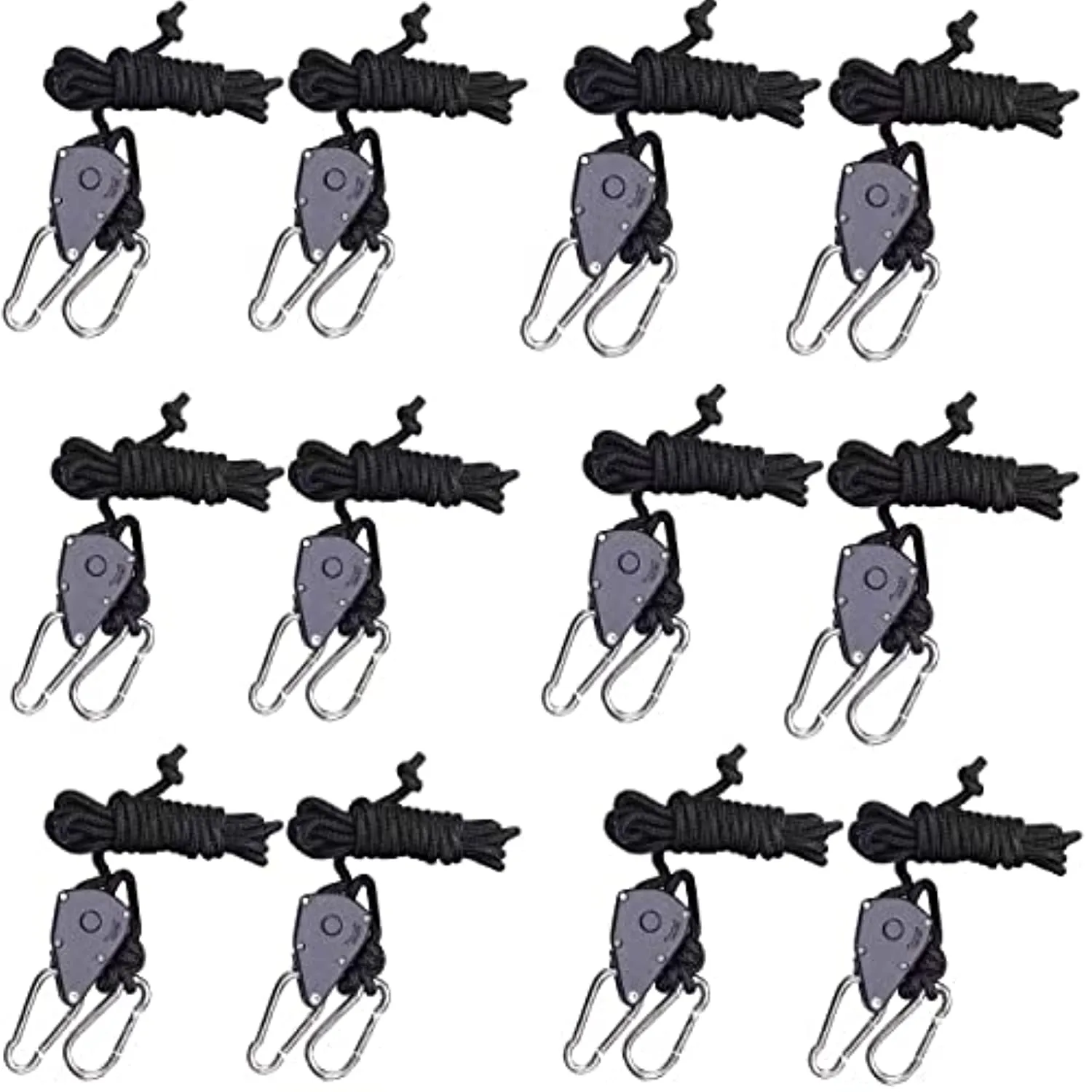 Zazzy 6 Pair of 1/8 inch Adjustable Rope Hanger Heavy Duty for Grow Light Rope Hangers Loose-Proof Design Light Fixture Hangers (12Pcs)